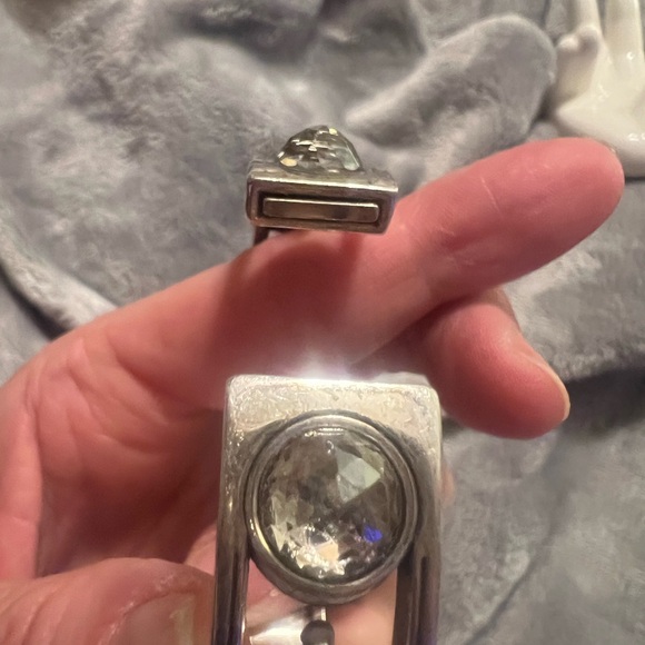 Brighton Selene Swarovski Silver Tone Cuff Bracelet, Magnetic Closure, good cond - Picture 7 of 9